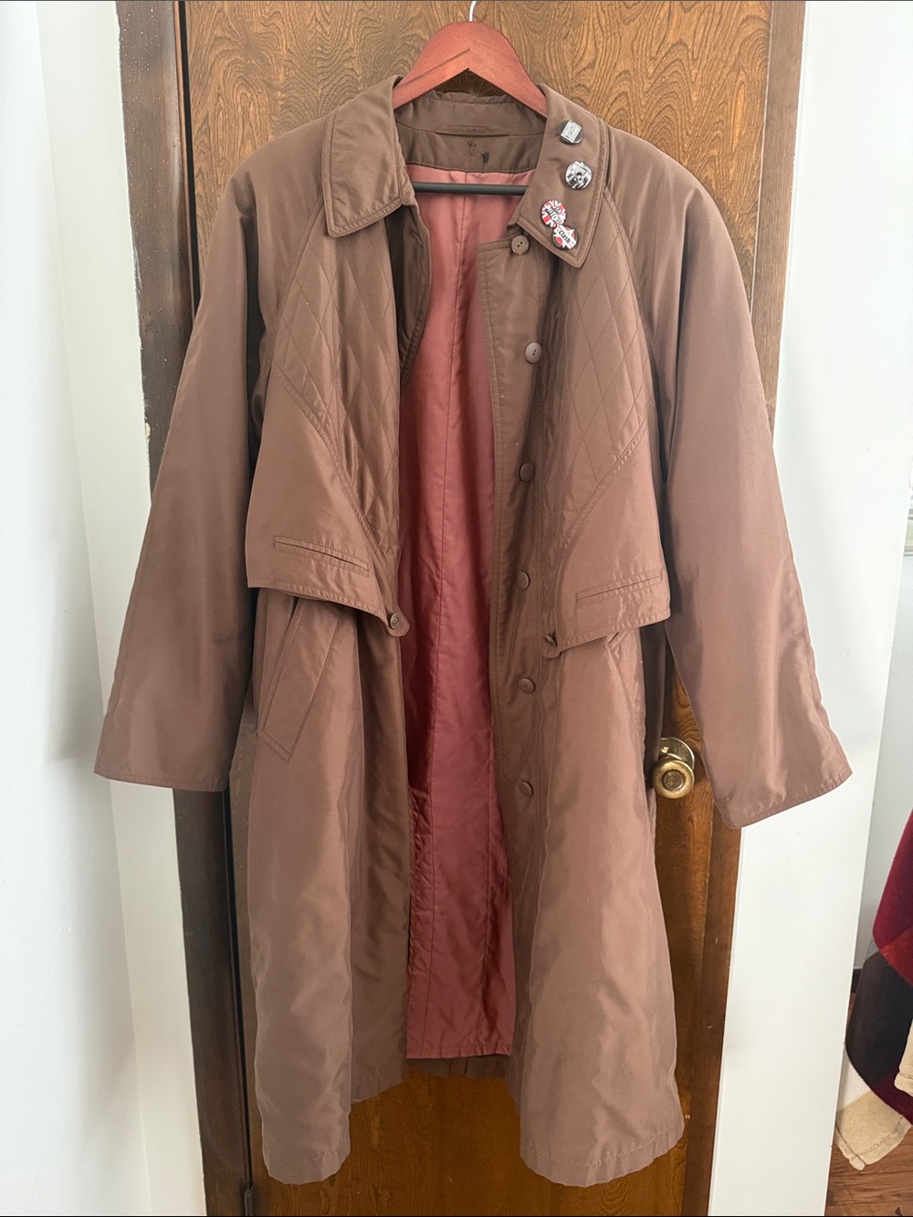 Vintage Brown Quilted Trench Coat